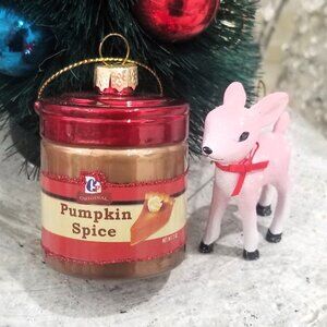 Blown Glass Pumpkin Spice Christmas Ornament Fall Autumn